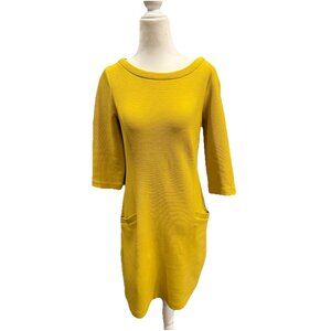 Boden Yellow Ponte Dress with Side Pockets Sz 6P Classic Midi